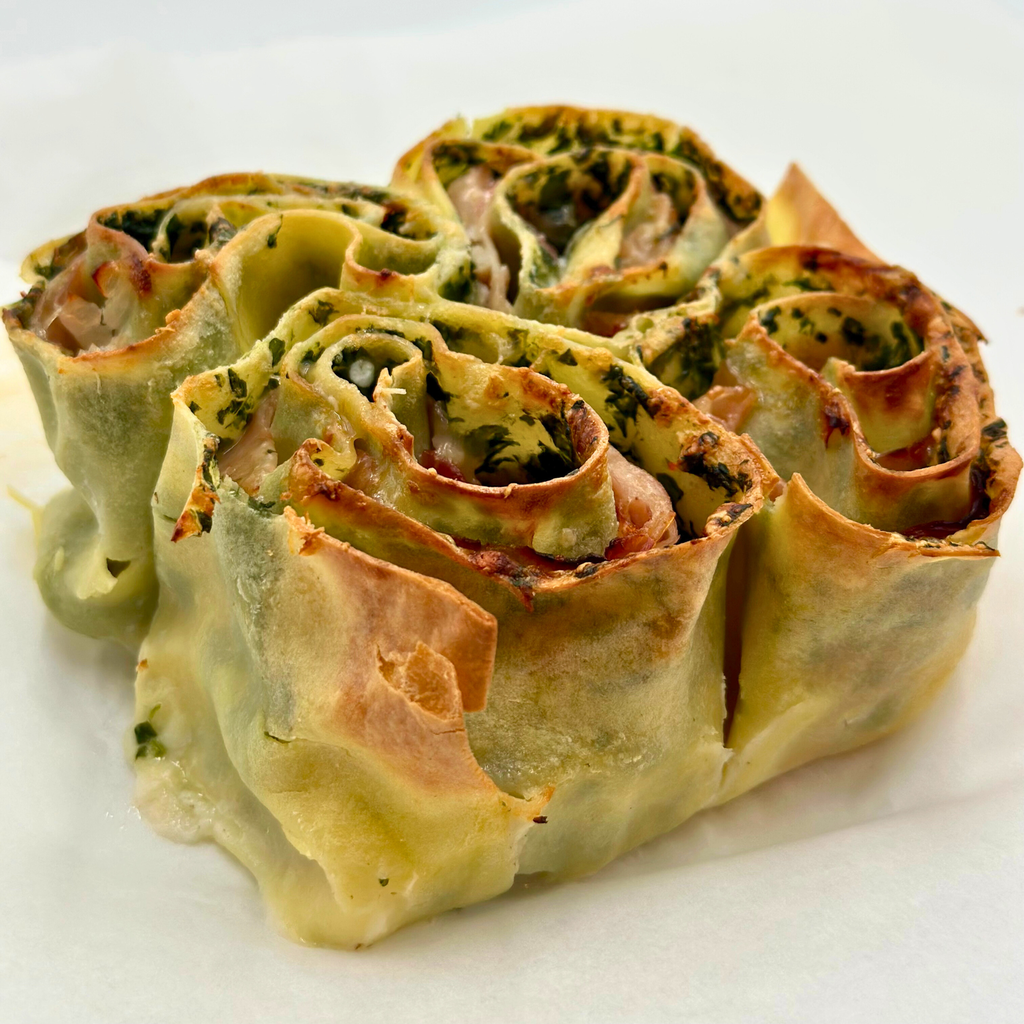 Rosette gratinate spinaci e prosciutto cotto